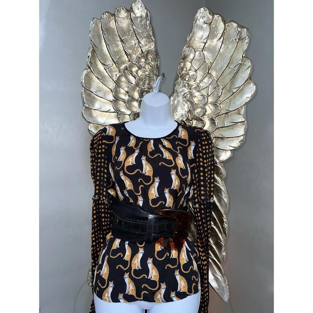 BL^NK Anthropologie Women’s Leopard Long Sleeve Blouse  SZ Medium - Picture 4 of 9